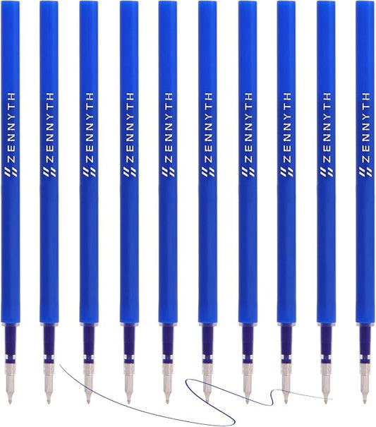 MengRan 4.3'' Gel Ink Pen Refills for Click Pens,0.5mm Tip Fine Point,Quick Drying Ink,Compatible with Pilot G2 (Original Gel Ink Refills 10 Pcs-Blue Ink)