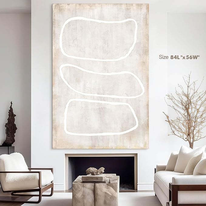 Office Deocrations Large Wall Decor Living Room Abstract Wall Art Neutral Pictures for Men Women Geometric Art Kitchen Artwork