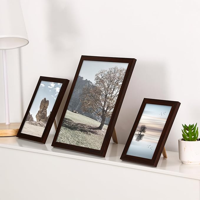 Fixwal 20 Pack Picture Frames Collage Wall Decor Wall Frame Set for Gallery Wall Decor, Hanging or Tabletop Display, Assorted Picture Frames Including 8x10, 5x7, 4x6 Family Photo Frames, Brown