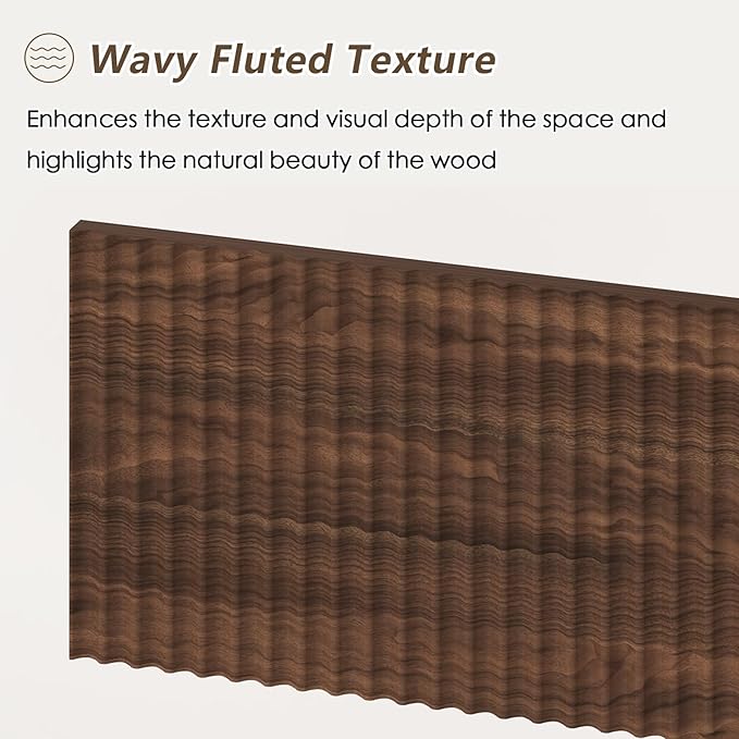 Fluted Computer Desk with 2 Drawers, 39 Inch Small Computer Desk with Storage, Compact Writing Study Desk for Small Spaces, Walnut