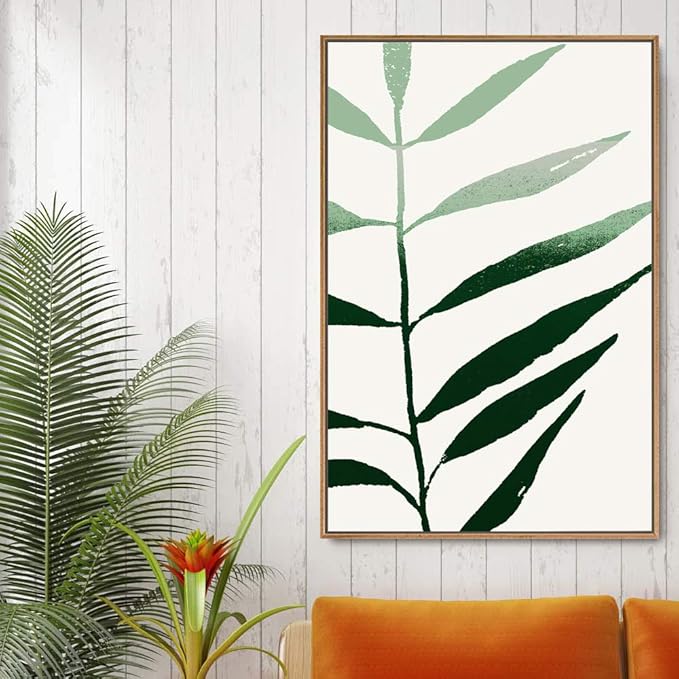 IDEA4WALL Framed Canvas Print Wall Art Green Color Blocks with Faded Textures Geometric Shapes Illustrations Modern Art Chic Colorful for Living Room, Bedroom, Office - 24"x36" Natural