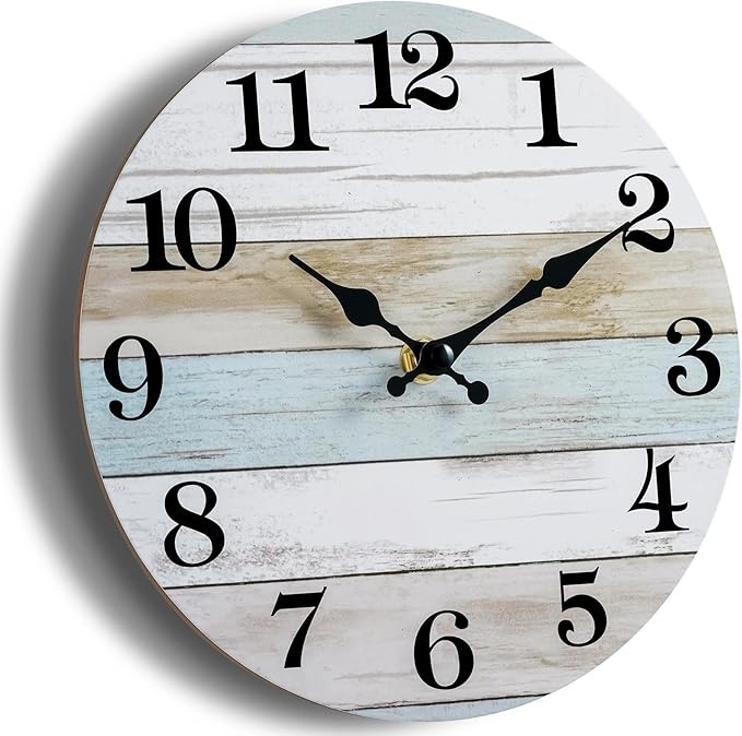 HYLANDA Wall Clock, Wall Clocks Battery Operated Silent Non Ticking, Rustic Clocks Decorative for Kitchen, Bathroom, Bedroom, Living Room, (8 Inch)