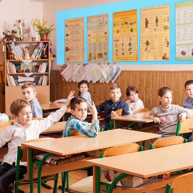 Bulletin Board Fabric 48 '' x 107 '' Class Fabric for Classroom Bulletin Board Decor, Pillows, Curtains, Crafts(Blue)