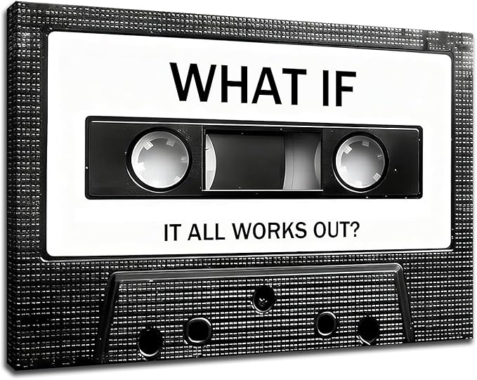Inspirational Canvas Wall Art Home Decor Motivational Vintage Cassette Tape Poster Print Positive Quotes Picture Painting Artwork for Bedroom Gym Office Living Room Ready to Hang [12''Wx18''H]