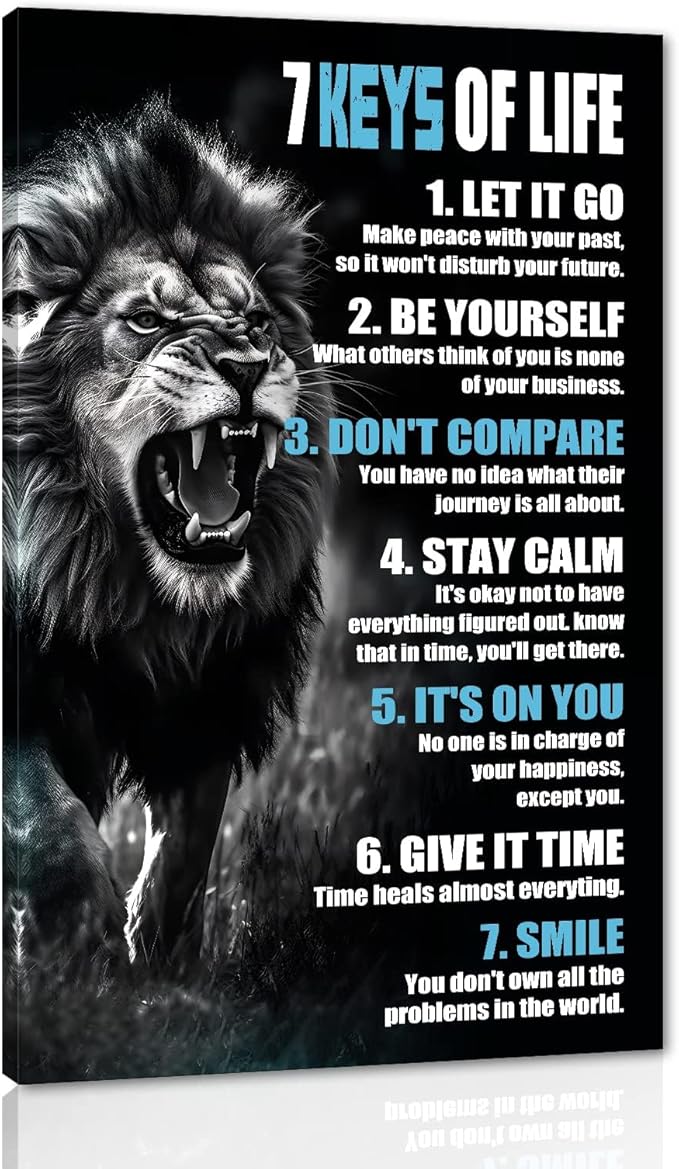 Yatsen Bridge Large Wall Art Office Inspirational Canvas Wall Art Black and White Lion Pictures Wall Decor Artwork Motivational Posters Prints Art for Classroom Office Decor - 28''Wx44''H