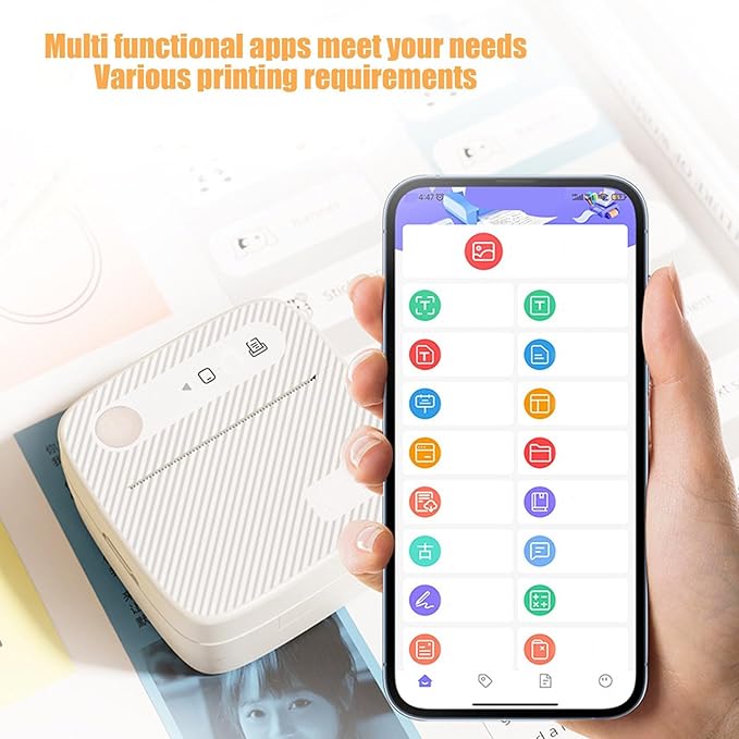200DPI Mini Thermal Printer Pocket Portable Photo Printer Small Label Maker Printers Blue//Tooth Wire//Less Print Photos for Android iOS Bill Ticket Printing Pos Machine Home Office Supplies