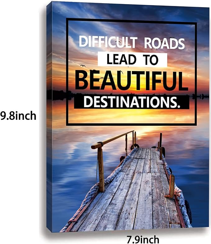 Inspirational Canvas Decoration Painting, landscape Canvas Wall Art，Suitable for Library, School, Gym,Office， Living Room Decor,6-Pack，Tabletop/Hanging(20.32 x 25.4 cm) Framed