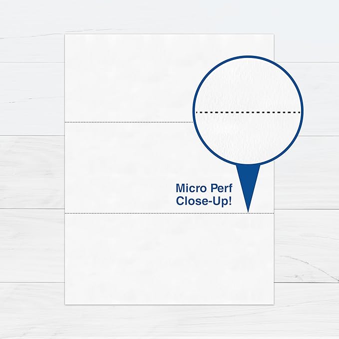 PrintWorks Professional 3 Part Perforated Paper 8.5” x 11” - Perfect For W-2, 1099, & Statement Use - Made in the USA - 500 Sheets - 24 lb - Printer Compatible - White (04122)