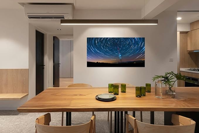 Canvas Wall Art for Living Room Bedroom Satellite Communications Under A Starry Sky Big Large Wall Art Decor Framed Painting Wall Pictures Prints Artwork Office