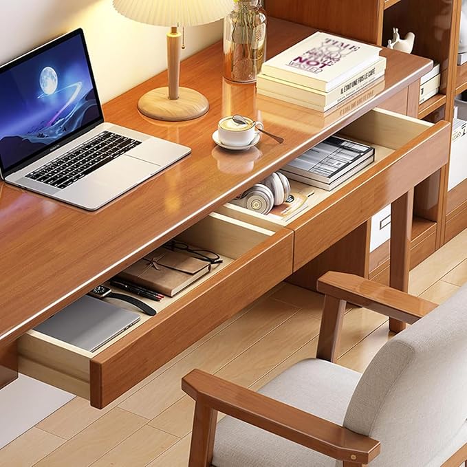 Writing Study Computer Desks with Drawer,Farmhouse Executive Desk with Storage,Modern Wood Home Office Desk for Study, Living Room, Bedroom,B,100 * 40cm