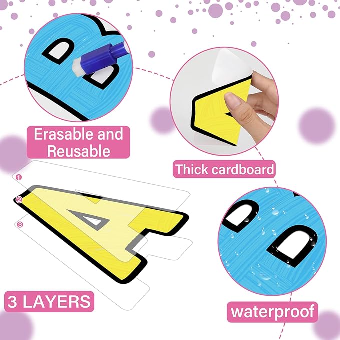 150 PCS Large 7" Font Bulletin Board Letters and Punctuation Set, Bright Pastel Color Classroom Alphabet Cutouts for Colorful Bulletin Board Display Home School, A Helper to Inspire Students' Learning