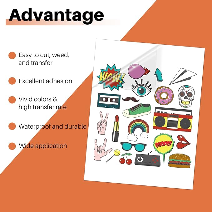HTVRONT Sublimation Sticker Paper - 20 Pcs Glossy Transparent Waterproof Sublimation Stickers
