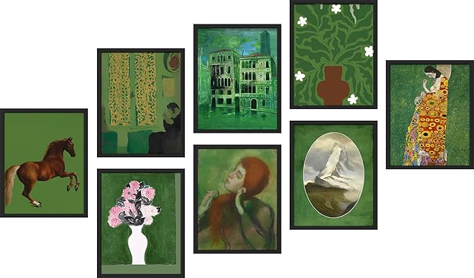 SIGNWIN Framed Poster Bathroom Decor, Wall Art Room Decor Multicolor for Living Room, Bedroom, Office Gustav Klimt Kiss Flowers Horse Landscapes Vintage Illustrations Bohemian - 12"x16"x 8 Black