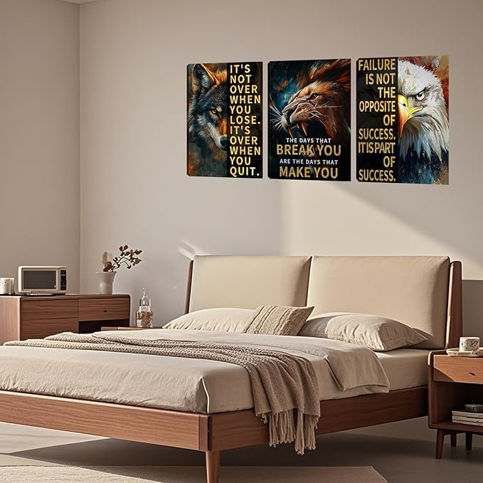 3 Panel Print Canvas Wall Art Motivational Office Wall Decor Painting Inspirational Posters Modern Inspiring Artwork for Home Living Room Bedroom Wall Decor Office Wall Art Ready to Hang - 36"Wx 16"H