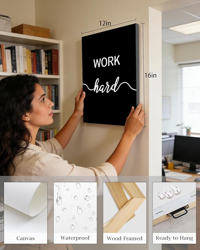 KUVIOKE Inspirational Office Wall Decor Motivational Quotes Framed Wall Art Encouraging Affirmations Sayings for Kids Classroom Bedroom Ready to Hang Set of 6, 12x16in (Framed)