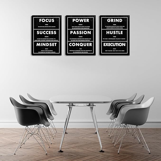 Motivational Wall Decor Inspirational Black Office Art for Living Room Bedroom - Framed Canvas Paintings Posters (36"Wx16"H)