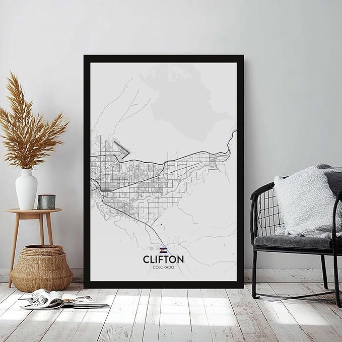 Clifton CO Posters Prints Canvas Decorations Paintings Black And White Wall Art For Offices Living Rooms And Bedrooms Minimalist Style Black Hanging Frames 12x18in