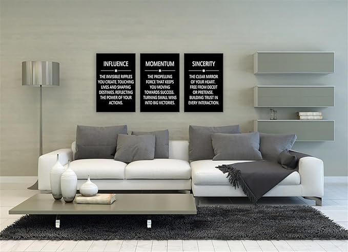 Inspirational Canvas Wall Art Motivational Sincerity Painting Positive Entrepreneur Quotes Momentum Inspiring Poster Influence Pictures Print Office Wall Decor Artwork Bedroom Framed [48" W X 24" H]