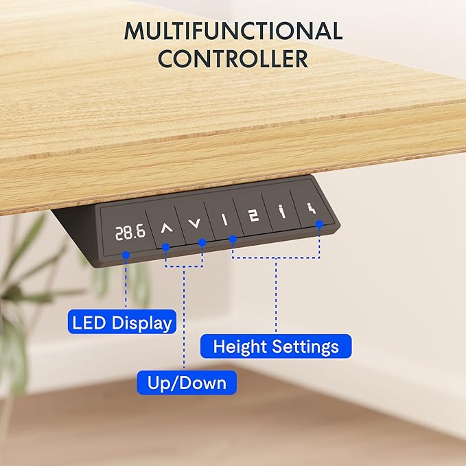 FLEXISPOT EN2 Whole-Piece Standing Desk with Clamp Power Strip, 48 x 24 Electric Height Adjustable Desk with Cable Management for Workstation (White Frame + 48" Maple Top)