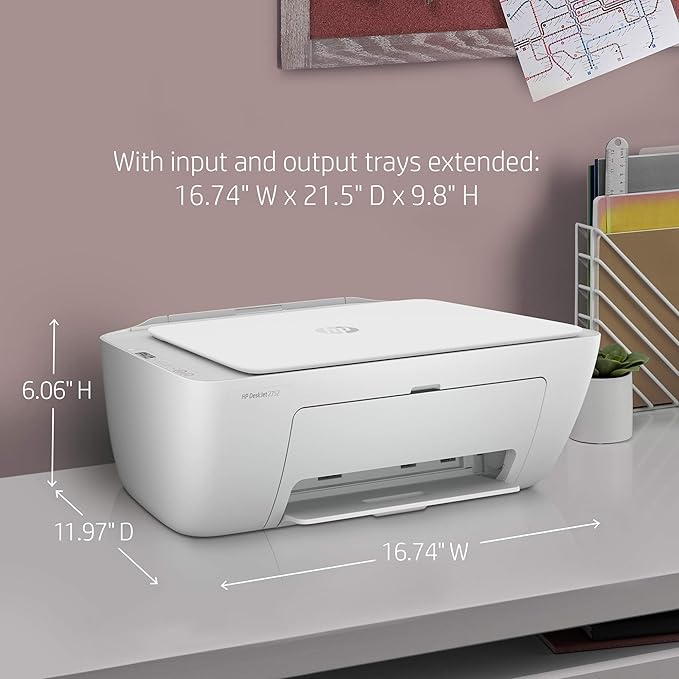 HP DeskJet 2752 All-in-One Color Inkjet Printer Scanner and Copy with Mobile Printing, Wireless Printers for Home and Office, Instant Ink Ready, Dual-Band WiFi, White (Renewed)