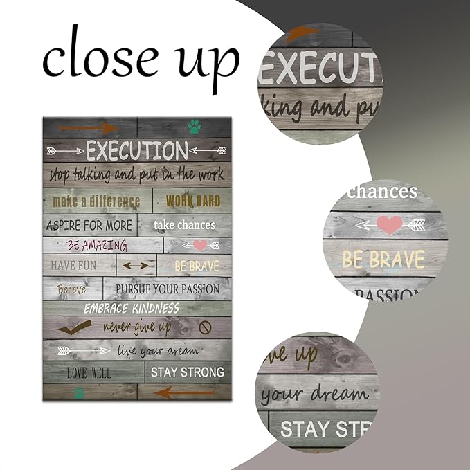 Office Wall Decor Inspirational Wall Art Execution Inspiring Positive Quotes Canvas Poster Print for Bedroom Living Room Gym Office Wall Decoration Artwork [24''Wx36''H]
