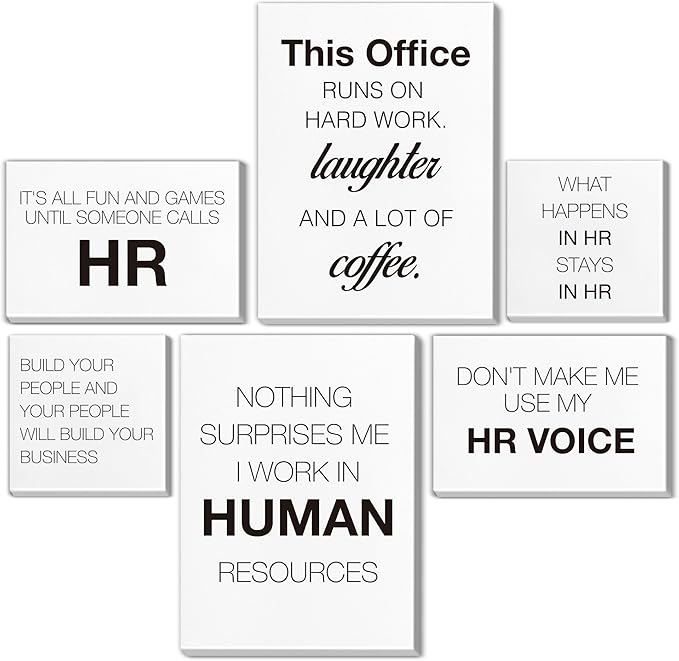 HR Office Decor Human Resources Office Artwork Wall Decor Modern Human Resource Posters Set of 6 Framed Canvas, Funny HR Gifts