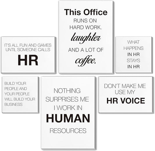 HR Office Decor Human Resources Office Artwork Wall Decor Modern Human Resource Posters Set of 6 Framed Canvas, Funny HR Gifts