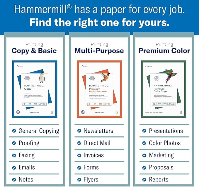 Hammermill 104612 Laser Print Office Paper, 98 Brightness, 24lb, 8-1/2 x 14, White, 500 Sheets/RM