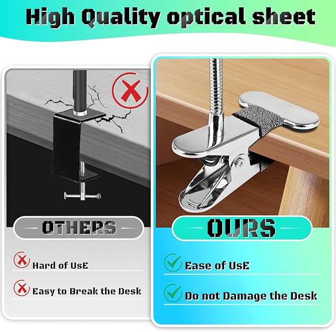 10X Magnifying Glass with Light, Clip on Mganifier with Light, 48 LED Desk Lmap Magnifying Glass wtih Clamp, 3 Modes Dimmable LED Lamps for Bed Work Crafts DIY Repair Gray