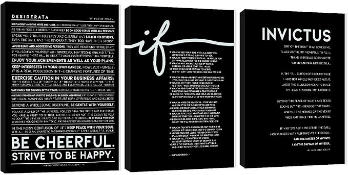 3 Piece Inspirational Wall Art, Black Background Sayings Picture, Quotes Motivational Canvas Prints for Office Decor, Triptych Entrepreneur Painting Framed Artwork for Home Wall Decor (36"Wx24" H)