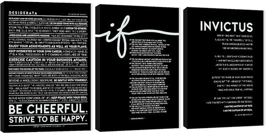 3 Piece Inspirational Wall Art, Black Background Sayings Picture, Quotes Motivational Canvas Prints for Office Decor, Triptych Entrepreneur Painting Framed Artwork for Home Wall Decor (36"Wx24" H)