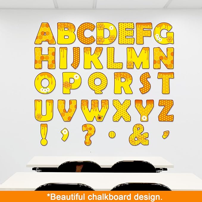 150 PCS Large 7" Bulletin Board Letters Set, Hive Honey Theme Party Classroom Alphabet Cutout Letter for Bulletin Board Display Home School Class, A Great Helper to Inspire Students' Learning Interest