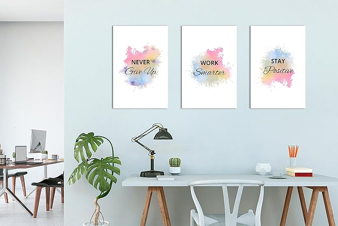 3 Piece Canvas Wall Art, Motivational Quotes Colorful Canvas Print Pictures Wall Decor, Men Women Inspirational Framed Artwork Home Office Decor Ready to Hang 16x24 x 3 Pcs