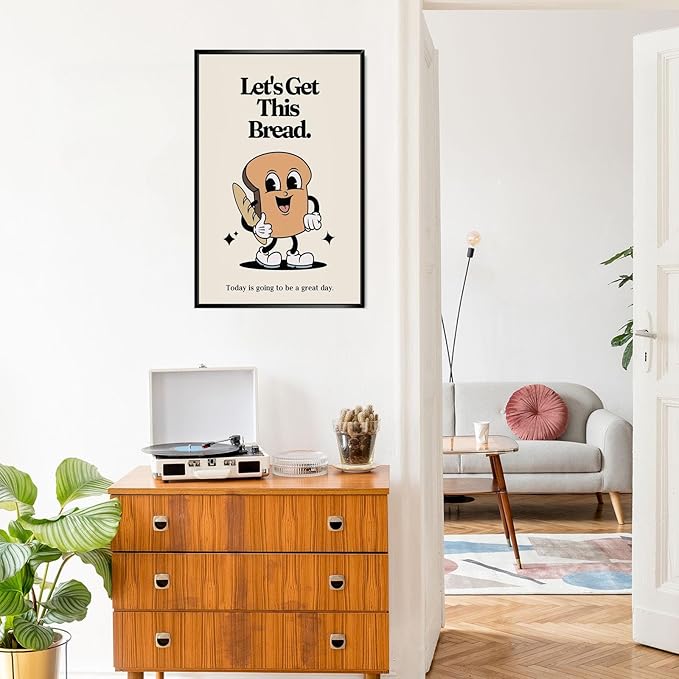 Retro Cute Motivational Canvas Posters Affirmation Positive Quote Wall Art Funny Motivational Inspirational Prints Painting For Office Bedroom Wall Decor 16x24in Framed