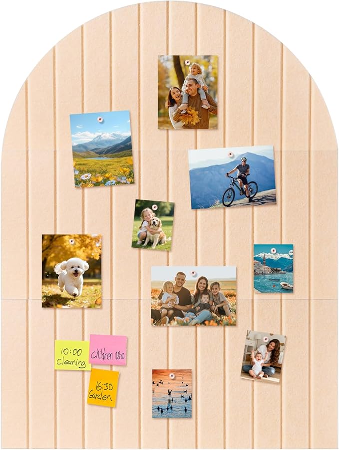 Arched Felt Bulletin Board, 31.5"x24" - Modern Fabric Pin Board for Office & Home Wall, Upgraded Adhesive, Damage-Free Installation, Reusable Wall Organizer for Notes, Photos Reminders (Light Orange)