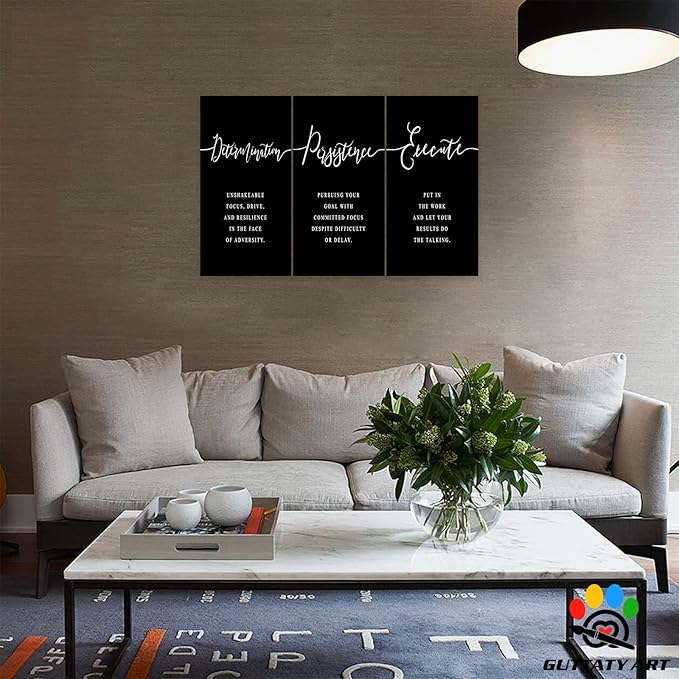 Office Wall Art - 3 Panel Motivational Quotes Canvas Art for Home Office, Entrepreneur Poster Frame (20'x30'x3Pcs)