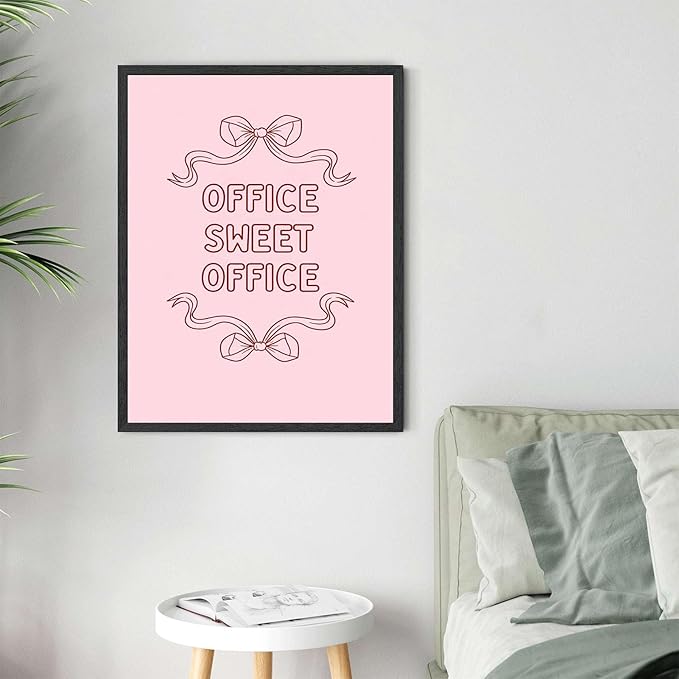 Framed Office Sweet Office Poster Canvas Print Art Modern Minimalist Aesthetic Wall Art Pictures Wall Decor Home Decor Office Apartment (black frame,12" Lx16 W)