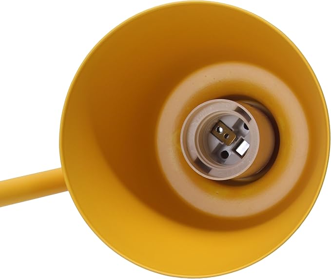 Simple Designs LD1079-YLW 16" Sleek Essentials Metal Looped Desk Task Lamp with Adjustable Shade, for Office, Desk, Nightstand, Dorm, Yellow