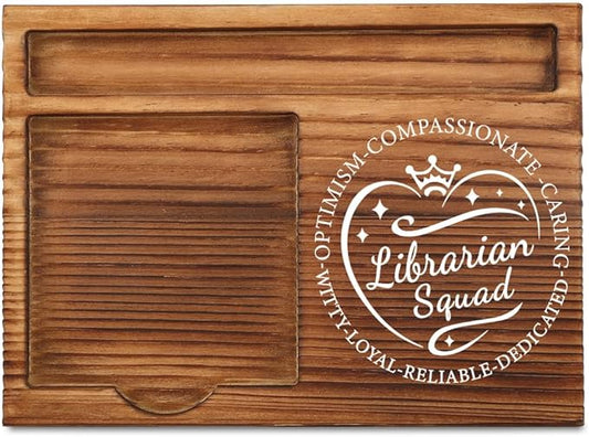 THRXOBN Desk Organizer for Librarians & Library Professionals - Natural Wood with Slots for Notes, Pens, and Small Office Supplies – Practical & Stylish Workspace Solution,WSH32