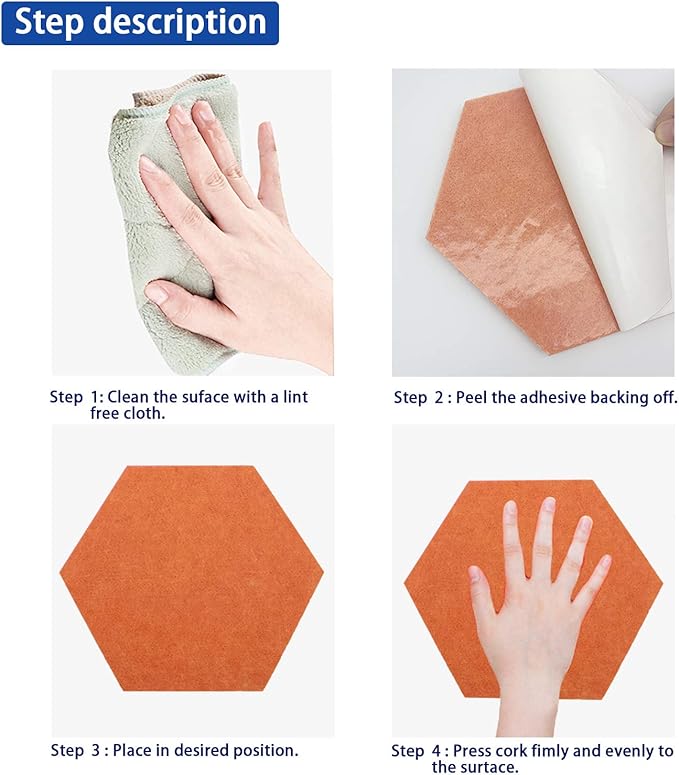 Felt Bulletin Board, Multiple Color Hexagon Felt Pin Board with 50 pcs Push Pins, Memo Board and Notice Board for Home Office Classroom Wall or Decorative, Size:6.7 x 7.8 inches, 8 Pcs