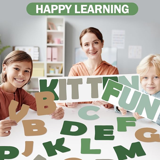 150 PCS Large 7" Bulletin Board Letters Set, Sage Green Eucalyptus Classroom Alphabet Cutout Letter for Bulletin Board Display Home School, A Great Helper to Inspire Students' Learning Interest