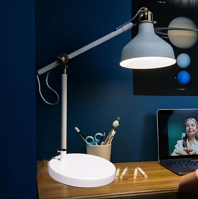 Desk Lamp Base: Round inches Mounting Stand for Desk Lamps,Magnifying Glass with Light,Mic Arm Desk Mount,Swing Arm Desk Lamp,for Home Office,Compatible for lk-1 cl-2 (Silver)