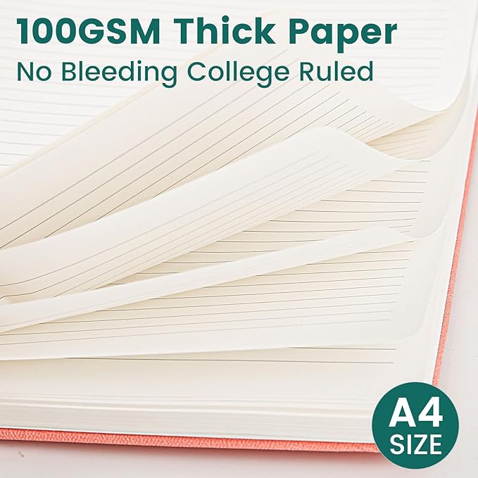 Spiral Notebook - 8.5 x 10.98 Inch Large Hard Cover Notebook with Elastic Band & Pocket, 252 Pages, Lay Flat Wirebound Journal for Work, School, Planning & Note Taking Green
