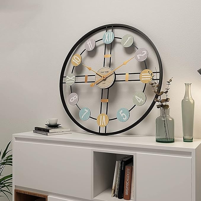 Wall Clock Wall Clock Wall Clock Metal Wall Clock Silent Wall Clock Easy to Read No Ticking Sound Suitable for Living Room Office Wall Clock Modern Clock (C 60 * 60cm)