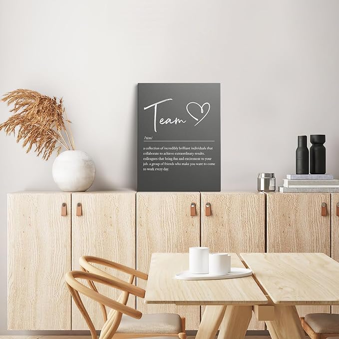 XWELLDAN Teamwork Wall Art for Office Decor, 11x14, Framed (Grey)