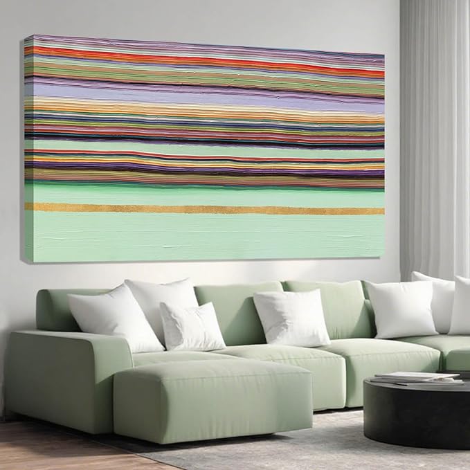 ZENPEE Green Canvas Wall Art - Modern Wall Decor Hanging Decor, Eclectic Wall Art, Dining Room Wall Decor, Room Posters for Living Room, Bedroom, Office Entryway, Hanging Art, 29" x 58"