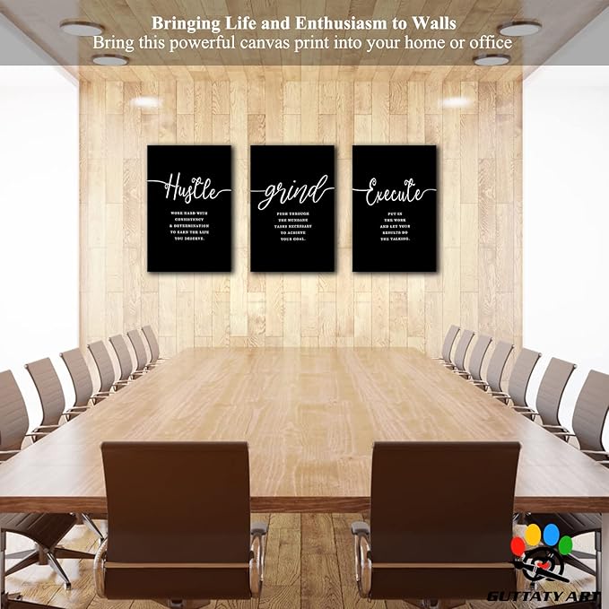 Office Wall Art-3 Panel Motivational Wall Art, Inspirational Quotes Canvas Art for Home Office Wall Decor,Positive Quote Wall Decor, Entrepreneur Words Poster Frame for Company Wall Decor 20”x30”x3Pcs