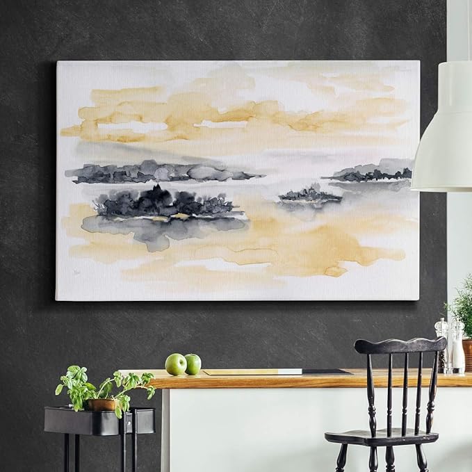 Landscape Wall Art Premium Gallery Wrapped Canvas Abstract Ocean Forest Modern Artwork Decoration for Living Room Kitchen Bathroom Office, Ready to Hang