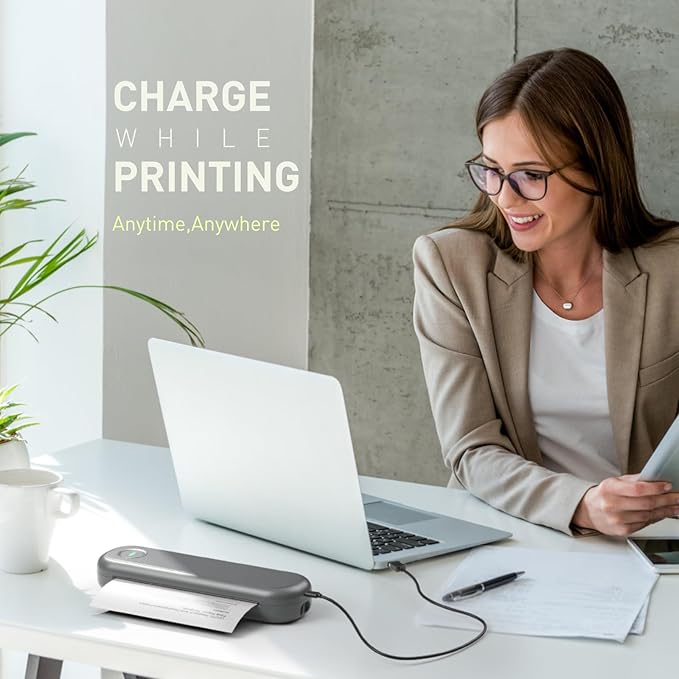 Bisofice A4 Portable Thermal Printer Wireless&USB Connect with Mobile Computer 50mm/56mm/77mm/107mm/210mm/216mm(2in/3in/4in/8in/8.5in) US Letter A5 Paper Size for Office School