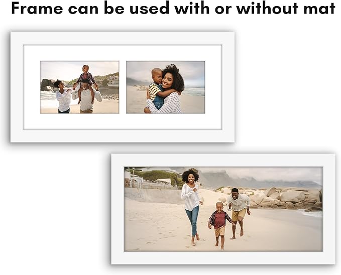 Americanflat 4x6 Double Picture Frame with Shatter-Resistant Glass - Fits Two 4x6 Photos or use as One 6x14 Frame - Signature Collection - Collage Frames for Tabletop and Wall Display - White